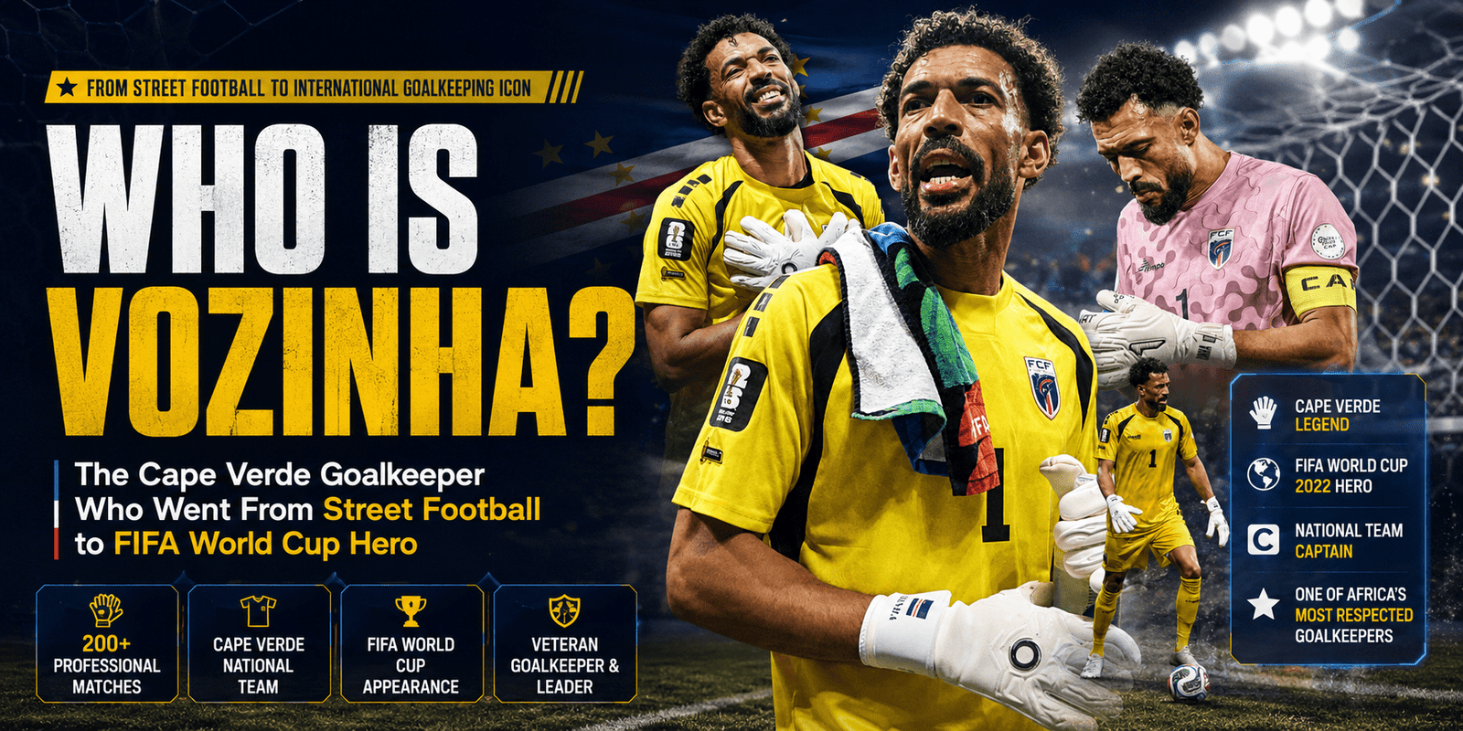 Who Is Vozinha? Cape Verde goalkeeper Josimar José Évora Dias celebrating after his historic FIFA World Cup 2026 performance against Spain.